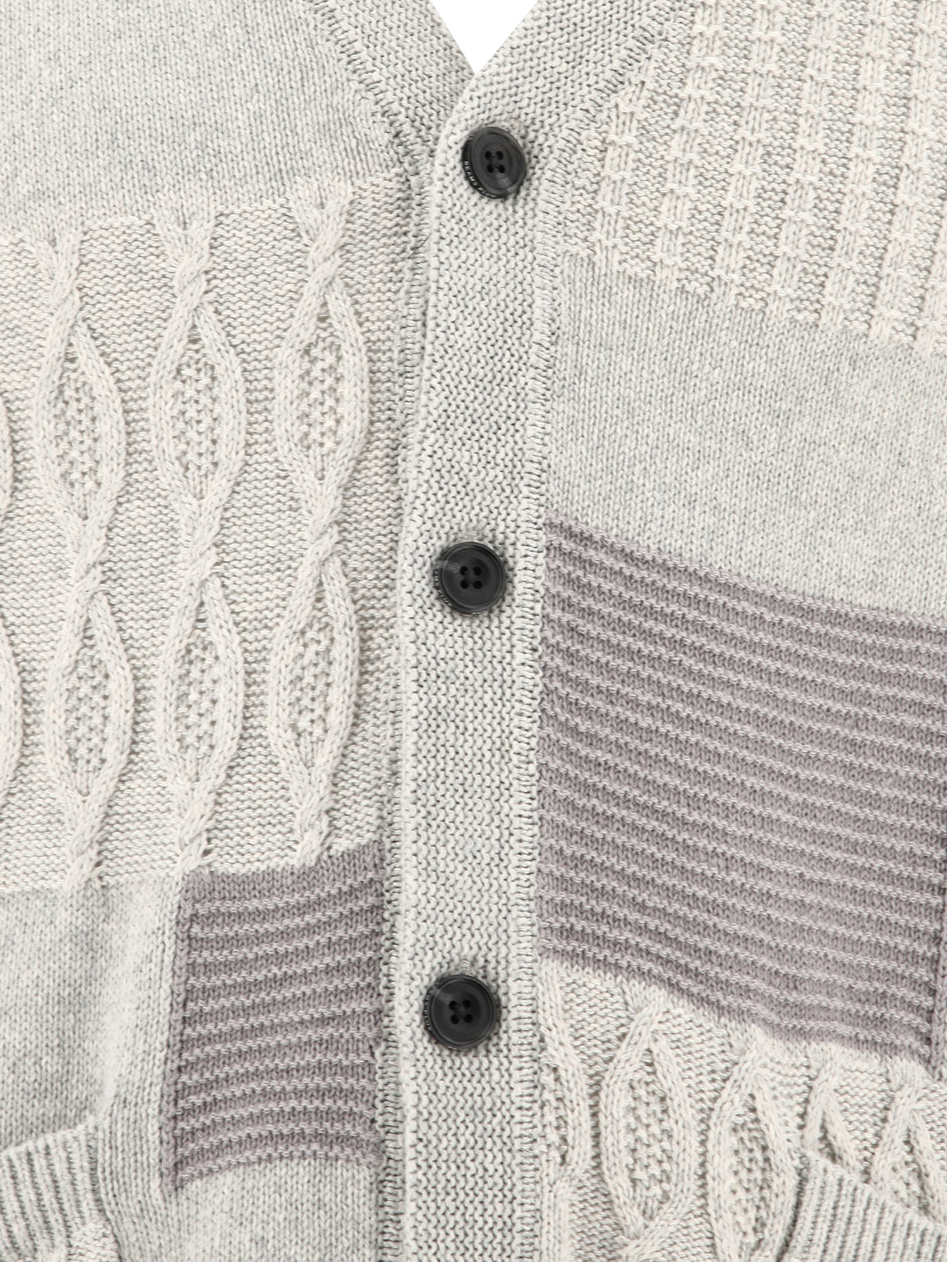 BEAMS PLUS Grey Patchwork cardigan